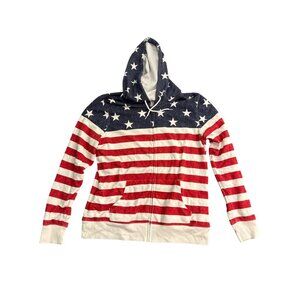 Old Navy American Flag Zip-Up Hoodie L Cotton Blend